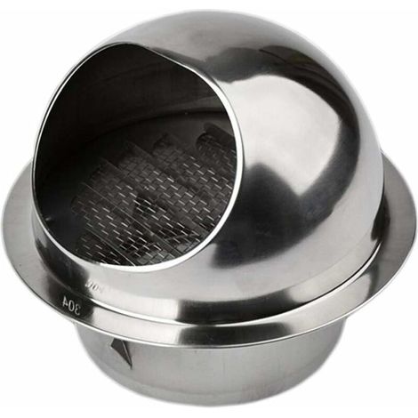 Aérateur Rond en Acier Inoxydable avec Grille - Sortie d'Évacuation Mural pour Ventilation, 100mm (1/4)
