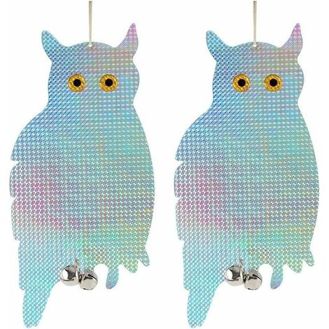 Répulsif Pigeon, 2 PCS Faux Hibou Réfléchissant Oiseau Effaroucheur Répulsif Dispositif, Hanging Oiseau Hibou Holographique Réfléchissant Dissuasif Effrayant Oiseau Répulsif Dispositif-LIAIKI (1/5)