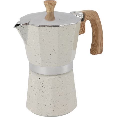 Cafetera Italiana Moka de Aluminio, 6 Tazas 300ml Color Beige – Ideal para Desayunos en Casa (1/5)