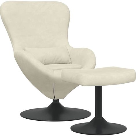 Maison Exclusive - Sedia Egg con Pouf Crema Velluto
