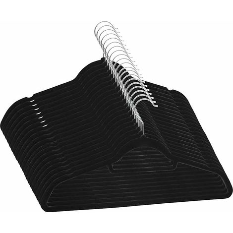 vidaXL Juego de perchas ropa 20 uds antideslizantes terciopelo negro (1/2)