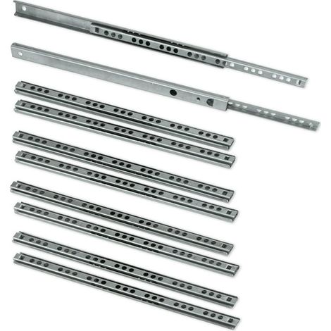 Pack of 5 Pairs (10 Pieces) Slides/Ball Slides Extract Part 17mm x 278mm for Drawer, Zinc Plated (1/4)