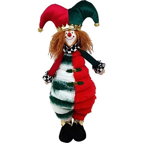 Pagliaccio Decorativo Grande 46 cm pupazzo Clown con Cappello Jolly in Tessuto giullare peluches Decorazione d’Arredo Colorata per Casa Vetrine Eventi