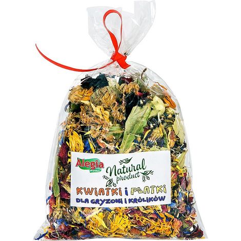 Miscela di erbe aromatiche, petali di fiori, prelibatezza per roditori e conigli 30 g (1/4)