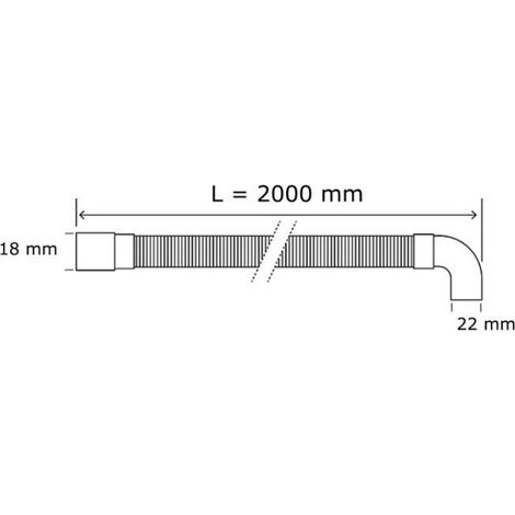 Tuyau D'évacuation - Droit Et Coudé - Raccord 18-22 mm - Longueur 2000 mm - Pour Lave-Linge (1/2)