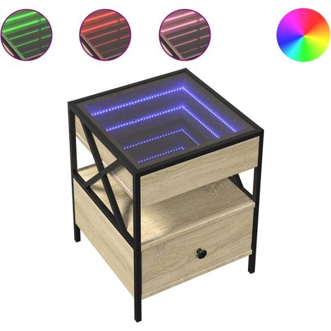 Table basse Table de salon Table de café avec LED Infinity chêne sonoma 40x40x51 cm (1/5)