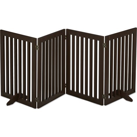Relaxdays Absperrgitter, freistehendes Schutzgitter, HxB: 70 x 206 cm, mit Füßen, Hundeschutzgitter klappbar, braun