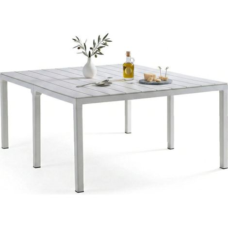 Dmora - Gartentisch Campana, Picknickbasis, Mehrfachposition Garten-Esstisch, Mehrzweck-Außenbank, Made in Italy, 292x86 h74 cm, Weiß