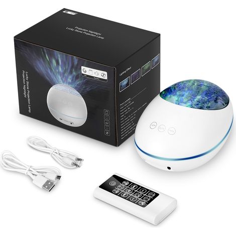 Lampe De Projection Marine - Télécommande Incluse - Lecteur Carte TF - Connexion Bluetooth - Minuterie À Distance - Musique Intégrée - Blanc - 1 Pièce (1/5)