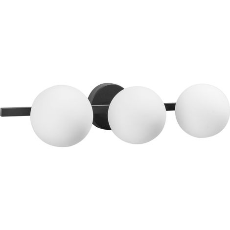 Lampada da parete moderna Illuminazione a 3 luci Soggiorno Bagno Vetro Globo Paralume Ferro Base Nero Opaco Gijou (1/5)