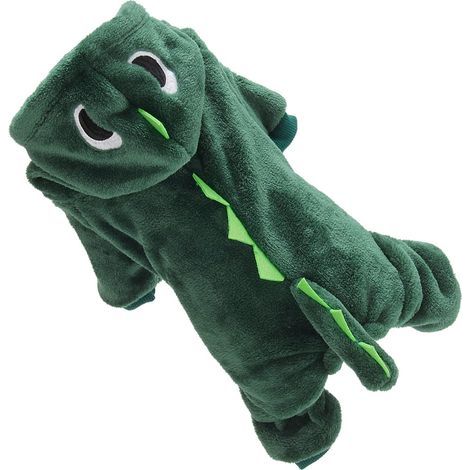 Costume da dinosauro per cane, felpa con cappuccio comoda e morbida per cani di piccola taglia, abbigliamento per tutti i giorni o per feste (1/5)