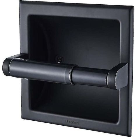 CREA Porte-papier toilette noir mat Support mural pour papier toilette encastrable noir en métal Porte-papier toilette mural noir avec support de montage