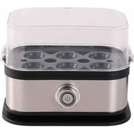 Cuiseur à œufs 6 en 1 en acier inoxydable - Cuiseur à œufs en plastique - Plateau amovible pour ébullition et pochage - Pour faire bouillir, briser, brouiller et cuire à la vapeur (réglementation (1/5)