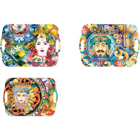 Regalo Italiano Vassoio Rettangolare Melamina Ass. 35,5 x 25,5 Cm Multicolor 1 Pz