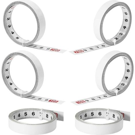 Lot de 6 rubans à mesurer autocollants en acier au carbone - Pour mesurer des objets verticaux tels que les bancs de travail (avant, arrière, centré)
