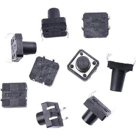 25-26 20 pièces / lot Interrupteur à bouton-poussoir momentané tactile 12 x 12 x 4,3/5/6/8/9/10/11/12/13/14 mm Bouton DIP marche/arrêt à 4 broches (4,3) Réf. : 9631 (1/4)