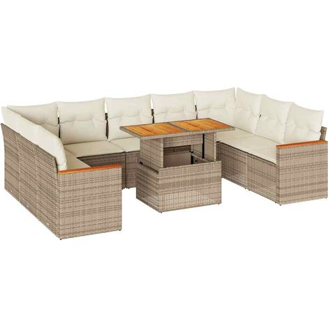 Maison Exclusive - Set sofás jardín y cojines 10 pzas ratán sinté (1/5)