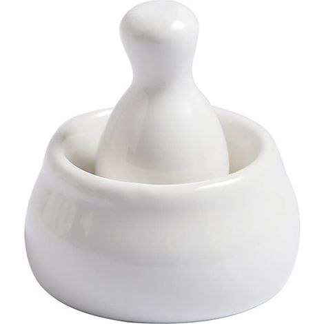 Mini mortier et pilon en céramique blanche, broyeur de comprimés idéal, convient également pour moudre les épices, les herbes, etc. (1/5)
