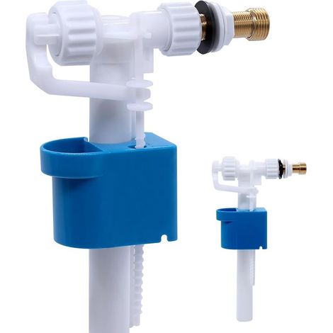 Vanne de remplissage universelle pour réservoir de chasse d'eau G3/8" et G1/2" - Raccordement en laiton - Pièces de rechange - Quantité d'eau réglable - Économie d'eau - Silencieux (1/5)