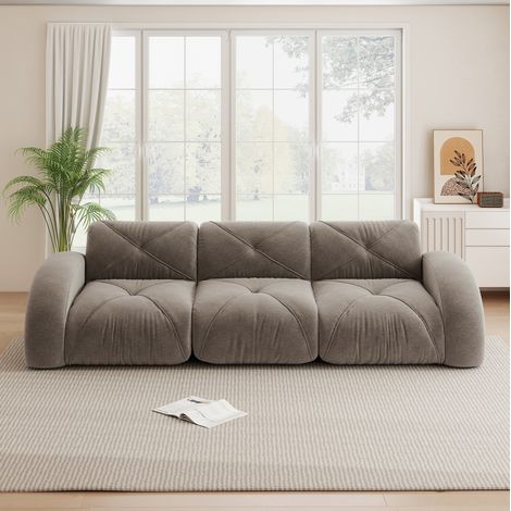 Modulsofa 3-Sitzer rahmenlos aus Chenille, 281 x 95 x 76 cm, taupe, ohne Montage HAVRYA (1/5)