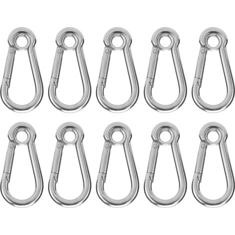 Lot de 10 mousquetons à ressort en acier inoxydable pour corde de sécurité, accessoires de suspension M7 (7 mm) (1/5)
