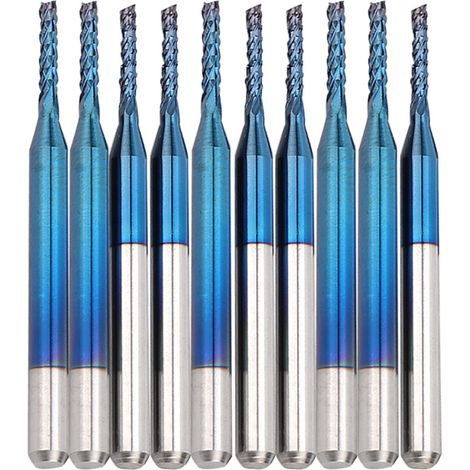 10-teiliges Hartmetall-Fräserset, blauer Maisgravurfräser, CNC-Leiterplattenbearbeitung, 1,5-mm-Fräswerkzeug (1/5)