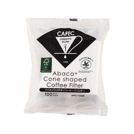 Filtros para cafetera Abacá + Plus, taza blanca, 100 unidades. APC1-100W