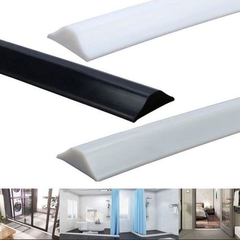 Joint Douche,Bande imperméable Pliable de Silicone, 2m obturateur de Barrage d'eau de seuil de Douche,barrière Anti-inondation Noir (1/4)