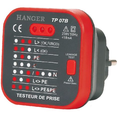 Testeur de prises Rcd TP 07B HANGER 180009 (1/3)