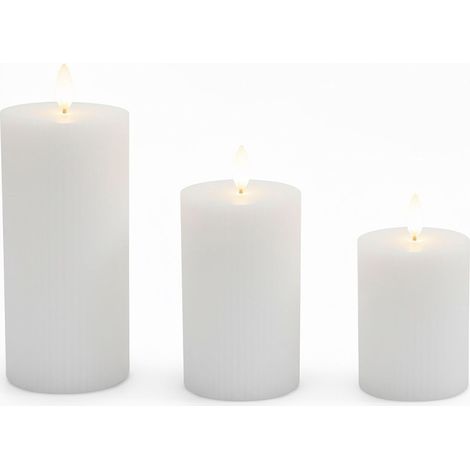 LED-Kerzen aus echtem Wachs, flammenlos, 3er-Set