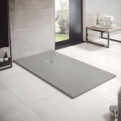 Receveur de douche 70 x 150 cm extra plat en résine minérale OPTIMA surface ardoisée Gris