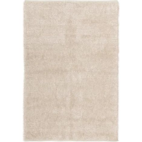 Tapis rectangulaire - JUANIO - 200 x 140 cm - Poils longs - 60% coton/40% polyester - Beige naturel (1/2)