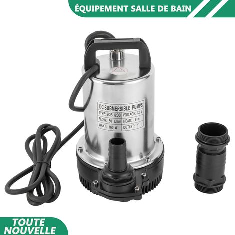 WAOBDLA Pompe à eau de jardin en acier inoxydable submersible de drain d'eau usée 160W 12V 3000rpm (1/5)