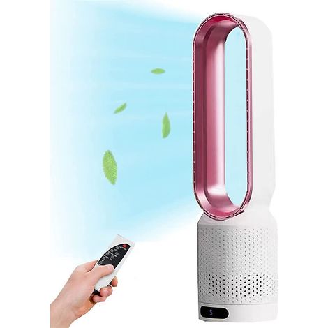 Ventilateur portable silencieux pour chambre à coucher, sans pales, minuterie, oscillation à 90, télécommande, 8 vitesses, rose (1/5)