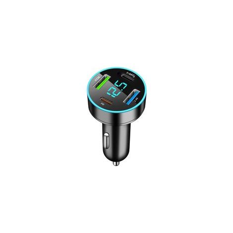 4 Ports Chargeur Voiture Allume Cigare USB, 53W Chargeur Allume Cigare USB Rapide Double PD & QC3.0 Prise Allume Cigare USB avec LED Voltmètre, Compatible avec iPhone, Android, Samsung, Tablette (1/4)