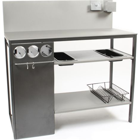 Homemaison – Desserte en acier laqué 110,5 x 53,5 x 113 cm – Cuisine d'extérieur avec rangement pour bouteille de gaz – Support pour plancha à gaz