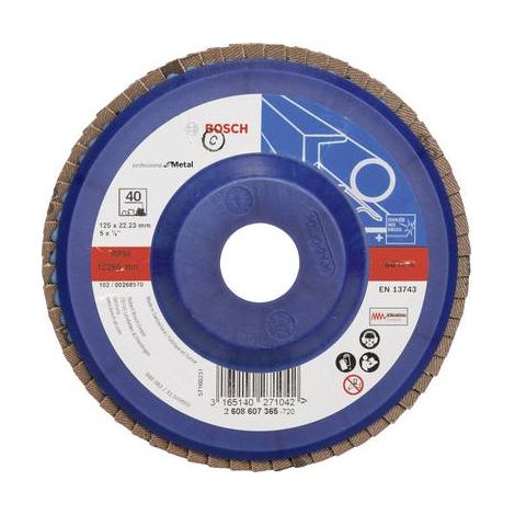 Disque abrasif à lamelles Bosch Expert for Metal 125 22,23 40 droit plateau plastique - 2608607365 (1/2)