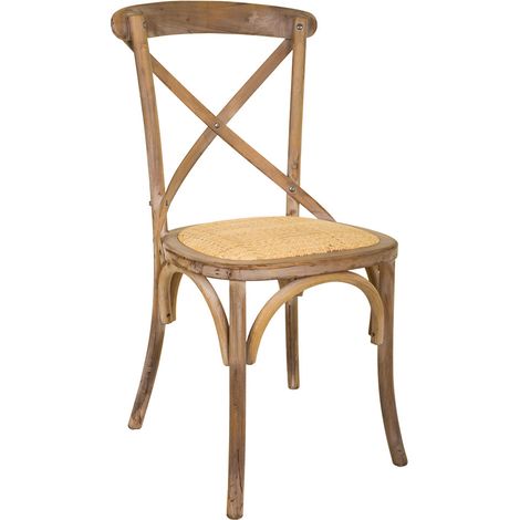 Silla de madera y asiento de ratán marrón 44x42x46/88h cm