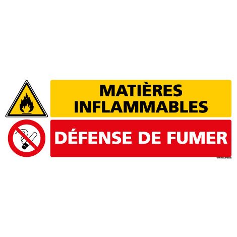 Panneau Matières Inflammables - Interdiction de fumer (C1035) - Adhésif - 210 x 75 mm