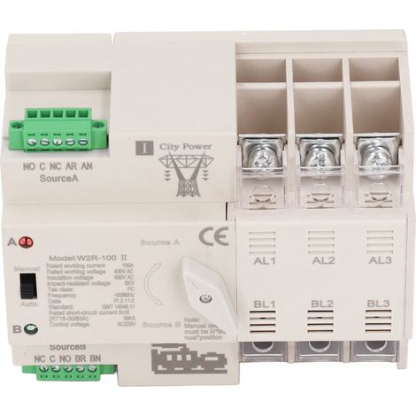 Commutateur de transfert triphasé double alimentation à commutation rapide automatique 220 V CA 100 A pour usage domestique et industriel (1/5)