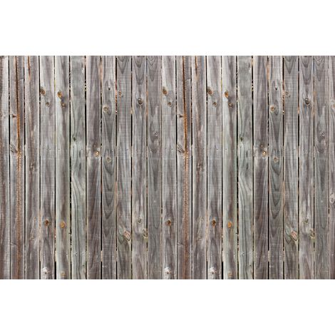 Papier peint panoramique bois gris 3D | Tapisserie panoramique moderne plamche de bois rustique | Papier peint panoramique couloir & escalier - 267 x 400 cm (4 pièces) (1/2)