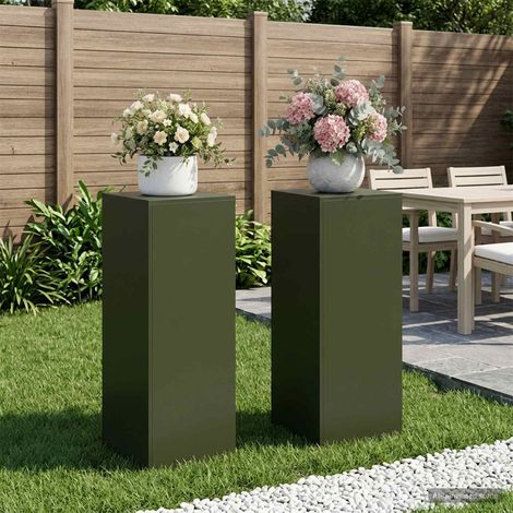 vidaXL Support de Plante 2 pcs Vert olive 40 x 40 x 100 cm Acier (1/5)