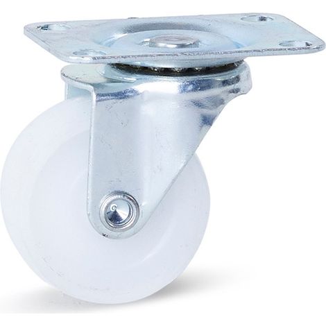 Roulette pivotante - MESO - Blanche petite - Platine - 40mm - 25kg
