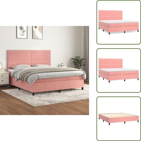 Colchón ensacado - vidaXL Cama box spring con colchón terciopelo rosa 160x200 cm - Cama de terciopelo