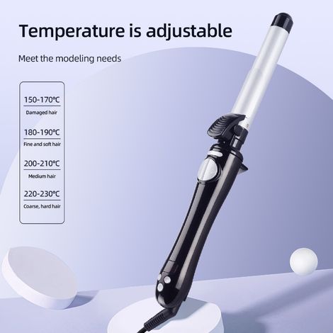 Rotierender Lockenstab, automatischer Lockenstab, professioneller Lockenstab mit langem Zylinder, 13 einstellbare Temperaturstufen, 30 Sekunden sofortiges Aufheizen, 1 Stunde automatische Abschaltung,