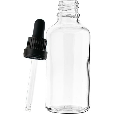 Frasco de vidrio, cuentagotas, dispensador, incoloro, 100 ml, con pipeta, rosca 18/415 (1/4)