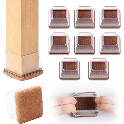 32 pièces Protection Pied de Chaise 36-56mm, Couvre-Pieds de Chaise, 2Pouces Carré-Transparente Tasses de Meubles Capuchons de Jambe de Chaise, Chaise Protecteurs de Pieds de en Mouvement Lisse (1/5)