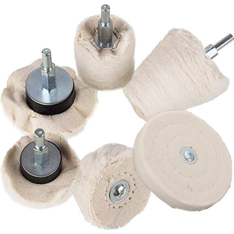 Roue de polissage pour perceuse,6 pièces avec poignée de 6,35 cm pour meuleuse Outil de polissage, kit de tampon de perçage pour voiture, métal, acier inoxydable