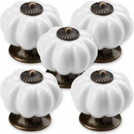 5 x Bouton de Meuble Pommeau Ø 30 mm Blanc Piédestal Bruni Bouton de Tiroir Bouton en Porcelaine
