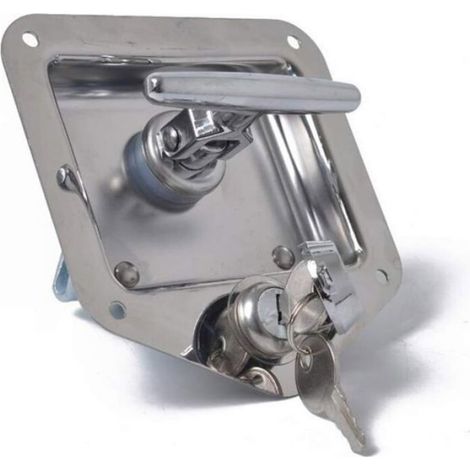 Serrure anti-vol en acier inoxydable T pour remorque, boîte à outils, poignée de porte pour caravane et camion (1/4)